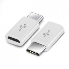 Adaptor micro USB la usb tip C - alb foto