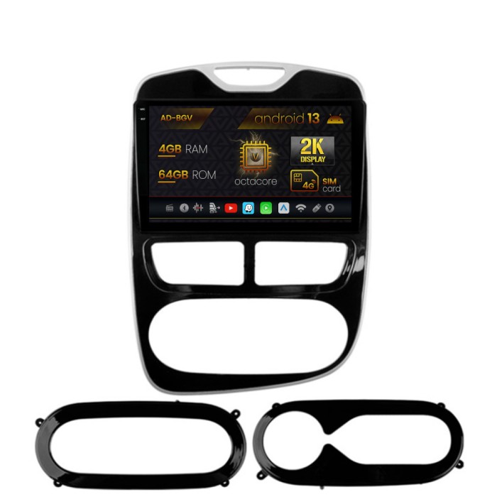 Navigatie Renault Clio IV (2012-2016), Android 13, V-Octacore 4GB RAM + 64GB ROM, 9.5 Inch - AD-BGV9004+AD-BGRKIT369-1216