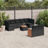vidaXL Set canapele de grădină cu perne, 10 piese, negru, poliratan 3260375
