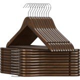 SONGMICS Set 20 umerase pentru organizarea hainelor in dressing,din lemn masiv de artar,bara antiderapanta pentru pantaloni,carlige rotative 360&deg;