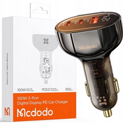 &amp;Icirc;ncărcător Auto, Mcdodo, Usb/Usb-C, Pd 100W Lcd, Maro foto
