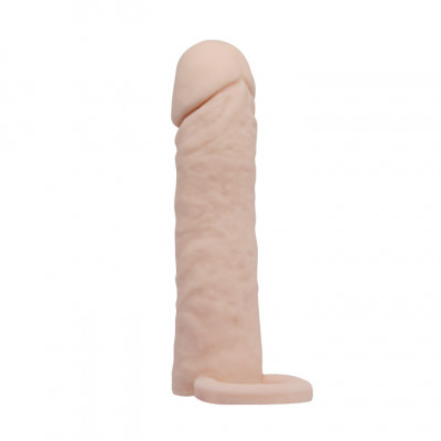 Prelungitor Penis cu Inel Testicule, +4 cm, TPR, Natural foto