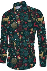 Tricou de Crăciun ALISISTER, pentru bărbați, cu imprimeu 3D amuzant, m&acirc;neci lungi, haine de petrecere cu tematică de Crăciun, M-XXL