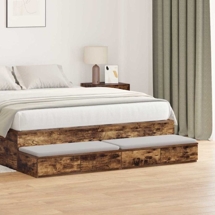 vidaXL Sertare pentru pat cu sertar Stejar afumat 135 x 36.5 x 16.5 cm