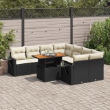 Cumpara ieftin Gossi set mobilier de gradina cu perne, 9 piese, negru, poliratan