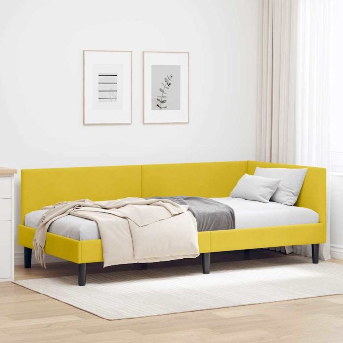 vidaXL Cadru de pat colțar Altele cu headboard Galben 80 x 200 cm 42016212