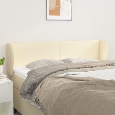 vidaXL Tăblie de pat cu aripioare crem 147x23x78/88 cm piele ecologică 3116956 foto