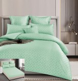 Lenjerie Pat Finet Cu Carouri Fernando Fl009, Bumbac, 4 Piese, Cu Elastic, Verde