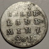 Austria Episcopia de Salzburg 2 kreuzer 1759 argint Sigismund de Schrattenbach