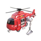 Elicopter rosu de salvare cu sunet si lumina, ATU-081092, Plastic, Oem