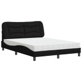 Cumpara ieftin Pat cu saltea, Hvar, negru, 140x200 cm, textil