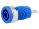 Soclu Banană 4mm albastru, montare pe panou