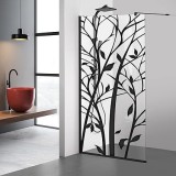 Paravan dus walk-in Aqua Roy Black, model Wood negru, sticla 8 mm clara, securizata, anticalcar, 70x195 cm