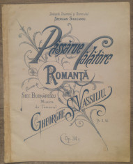 Passarue calatore, romanta/ muzica Gheorghe S. Vassiliu, partitura lito! foto
