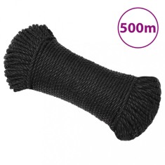 vidaXL Fr&acirc;nghie de lucru, negru, 6 mm, 500 m, polipropilenă