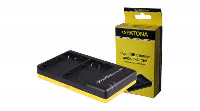 Panasonic DMW-BLF19 Dual Quick Battery / &amp;Icirc;ncărcător de baterii cu cablu Micro-USB - Patona foto
