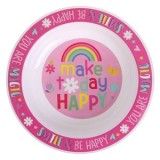 Bol din Plastic cu Mesaj Vesel, &Oslash;16cm, Roz, CMCLASS