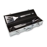 Set gratar Rominox Barbecue, 3 piese, geanta aluminiu, inox, cleste, spatula, furculita