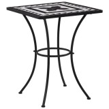 Cumpara ieftin Masă de bistro mozaic, negru și alb, 60 cm, ceramică