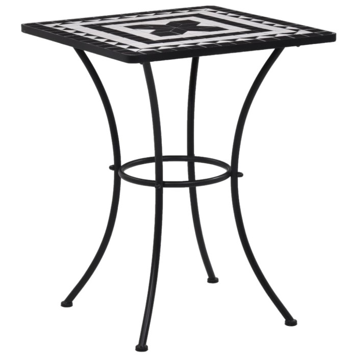 vidaXL Masă de bistro mozaic, negru și alb, 60 cm, ceramică 46707