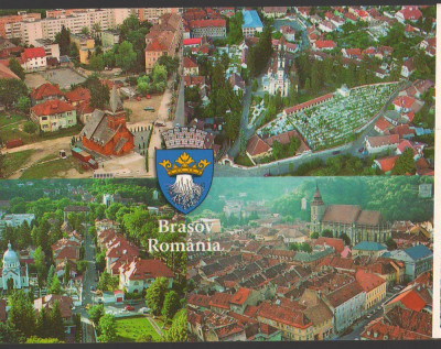 CPI B 11932 CARTE POSTALA - BRASOV. MOZAIC, VEDERI AERIENE foto