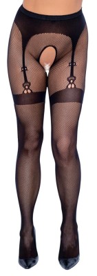 Dres negru decupat intre picioare, Crotchless Tights, S-L foto