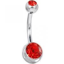 Piercing Navel inox - pentru buric - culoare rosu foto