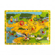 Puzzle din lemn cu animale din jungla, 8 piese, Gonga&reg;