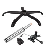 Cumpara ieftin Set placuta balans metalica 25 x 15 cm, baza 64 cm, rolă universală cauciuc si cilindru piston, gaz, pentru scaune birou, argintiu, 35 cm