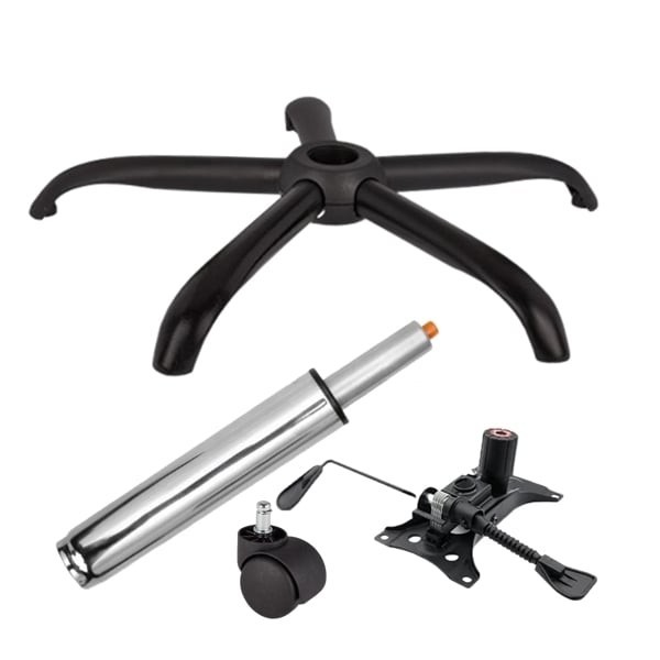 Set placuta balans metalica 25 x 15 cm, baza 64 cm, rolă universală &Oslash;11 mm si cilindru piston, gaz, pentru scaune birou, argintiu, 35 cm