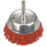 Perie cupa abraziva din nylon 75 mm cu ax pentru bormasina VERTO