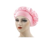 Boneta Noapte Antistatica Roz Femei, Par Lung, Banda Elastica Lata, Protectie Frizz, Material Moale