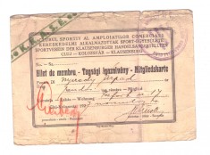 Bilet de membru Clubul Sportiv al Amploiatilor Comerciali Cluj, 1927