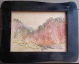 Tablou Traian Brădean, Peisaj, tehnică mixtă, ramă splendidă, sticlă