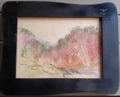Tablou Traian Brădean, Peisaj, tehnică mixtă, ramă splendidă, sticlă