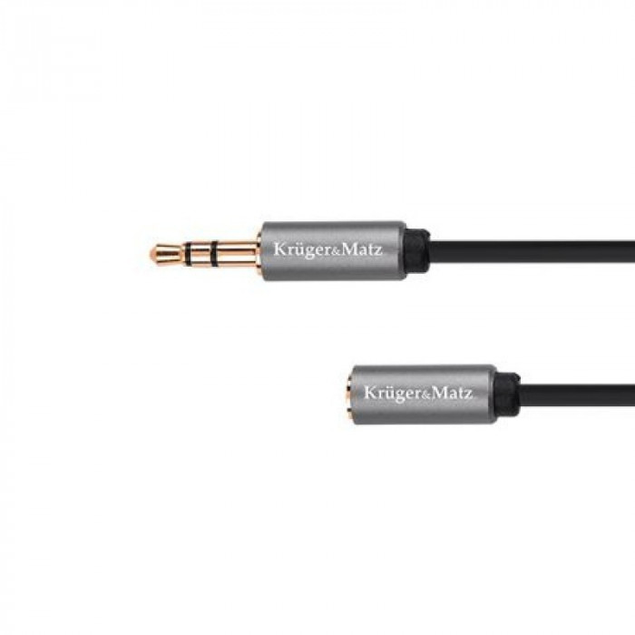 Cablu audio Kruger&amp;amp;Matz 2 x jack stereo 3.5 mm tata/mama, 3 m