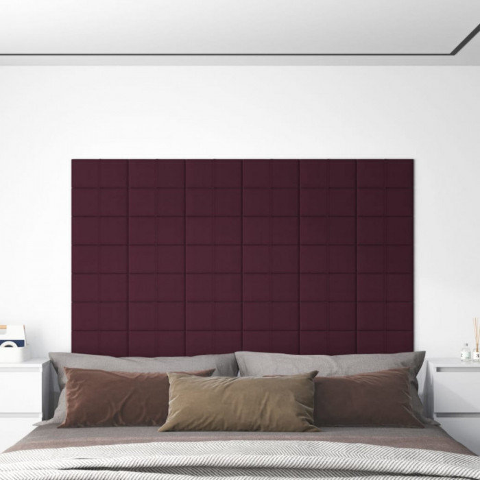 vidaXL Panouri de perete 12 buc. violet 30x15 cm textil 0,54 m&sup2;