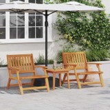Set 3 piese vidaXL pentru grădină, lemn acacia masiv, maro: 2 scaune relaxare + măsuță laterală 45x45x40cm, ideal balcon/terasă