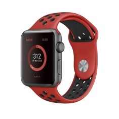 Curea sport Edman silicona pentru Apple Watch Ultra/SE/9/8/7/6/5/4/3/2/1, 42/44/45/49 mm, marimea S, Rosu/Negru