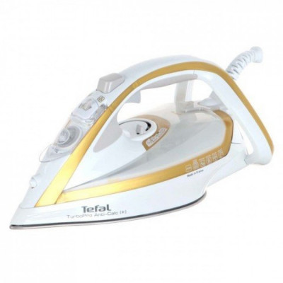 Fier de calcat Tefal FV5698E0, putere 3000 W, 0.3 L, abur variabil 50g/min, jet de abur 270 g/min, Turbo Boost, talpa Durilium AirGlade, alb/auriu foto