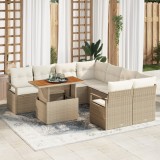 vidaXL Set canapea grădină cu pernă 9 pcs Bej și crem Mari