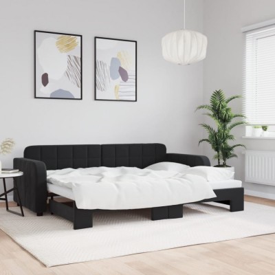 vidaXL Pat de zi cu extensie, negru, 80x200 cm, catifea 3196926 foto