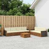 vidaXL Set de canapele de exterior cu pernă 9 pcs Natural și Crem 3383168