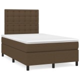 vidaXL Pat cu arcuri, saltea și LED, maro &icirc;nchis, 120x190 cm, textil 3270228