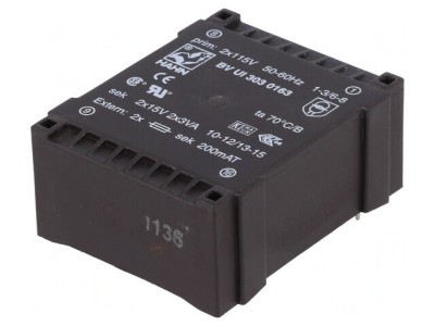 Transformator &amp;icirc;ncapsulat 6VA 15V 200mA foto