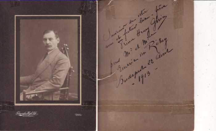CDV, Foto cabinet High Life, Galati- epoca carton-printul Henry Ghica, autograf