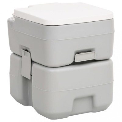 vidaXL Toaletă portabilă de camping, gri și alb, 20+10 L, HDPE 154406 foto