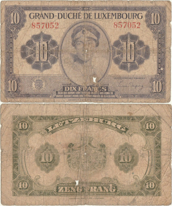 1944, 10 francs (P-44a.1) - Luxemburg!