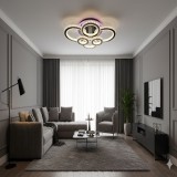 Cumpara ieftin Lustra LED 238W, 6 cercuri diamante, negru + crom, telecomanda, 4320lm, lumina calda/rece + RGB