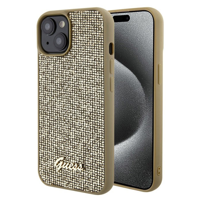 Husa originala Guess iPhone 15 Disco Metal Script, auriu, GUHCP15SPMSDGSD